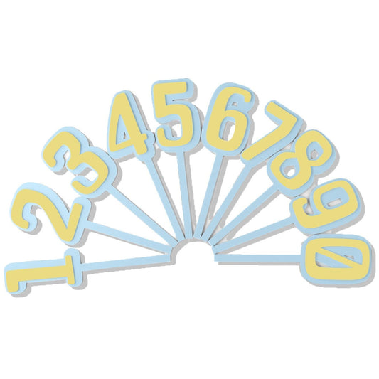 Mini Blue & Pale Yellow Number Topper