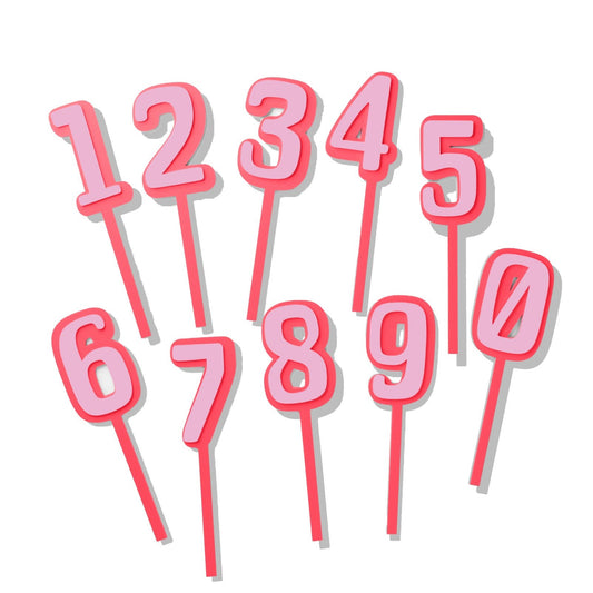 Red & Pale Pink Number Topper