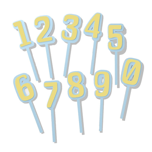 Blue & Pale Yellow Number Topper